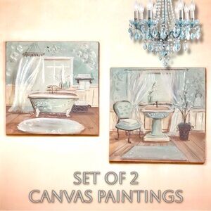 Icanvas Canvas Art Set of 2 “Aqua Blossom Bath I & II” Tre Sorelle Studios
